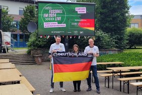 Freuen sich schon auf die EM: Klaus Göckener (MP Veranstaltungstechnik), Marina Jordan und Tim Weyer von Dülmen Marketing